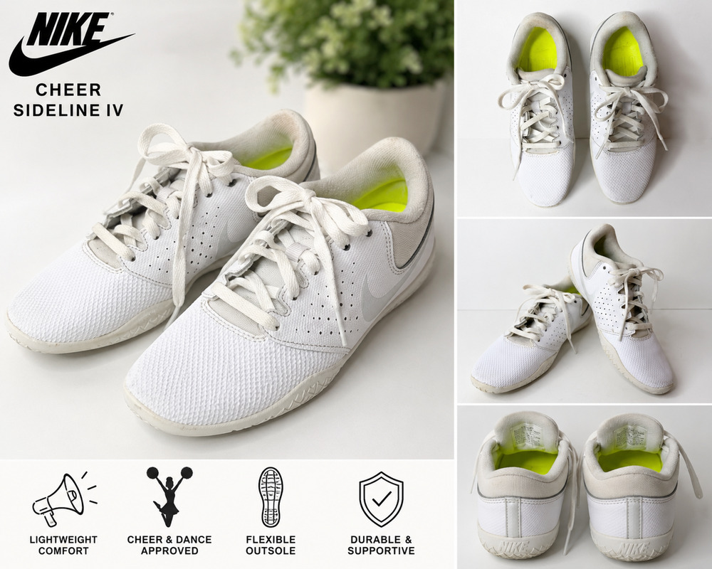 NIKE Cheer Sideline IV White Lightweight Athletic Shoes Women's Size 5 Pre-owned